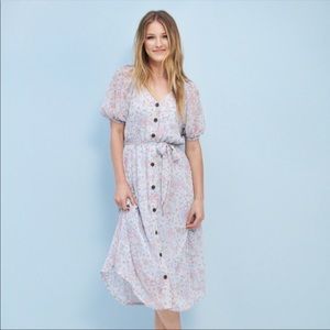 Lauren Conrad Blue Floral Midi Dress XS